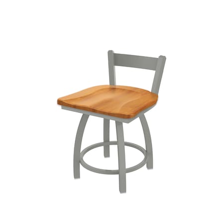 Holland Bar Stool Co 18" Low Back Swivel Vanity Stool, Nickel Finish, Med Maple Seat 82118ANMedMpl